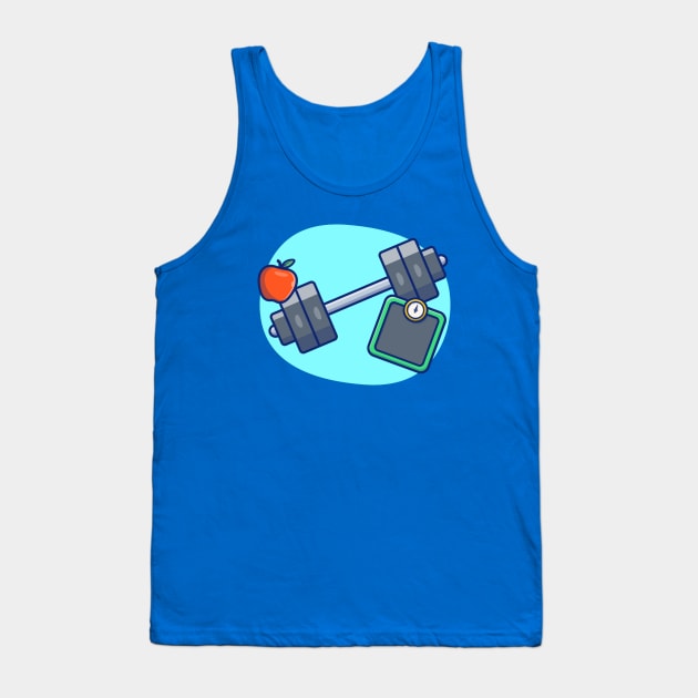 Dumbbell, Apple, And Weight Scales Cartoon Tank Top by Catalyst Labs